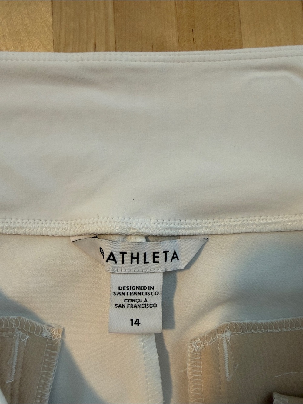 Athleta Endless High Rise Casual Straight Tapered Leg Athleisure White Pant, 14 - Picture 8 of 11